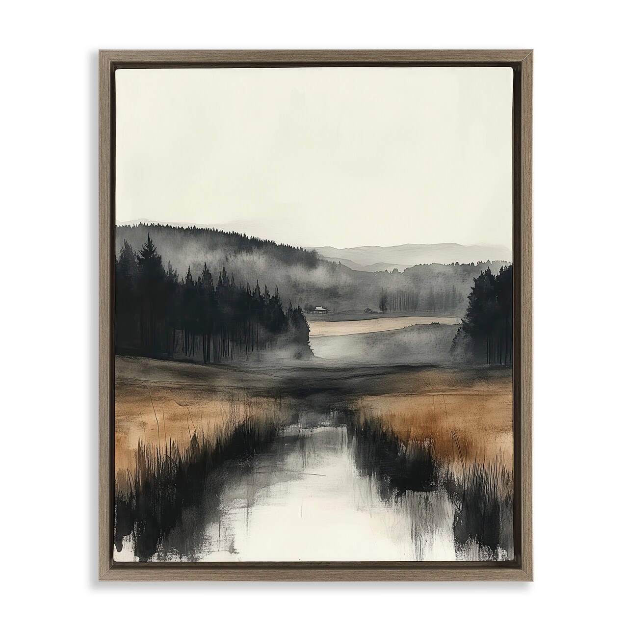 Stupell Industries Sepia Countryside Landscape Floating Frame By Annabelle Hall